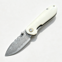 Couteau de poche Damas fait main, manche unique en os de vache, couteau EDC professionnel à roulement à billes pour collection ou cadeau