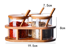 Logotipo personalizado Cremalheira De Madeira 280ml Especiarias Frasco De Vidro transparente Spice <span class=keywords><strong>Jar</strong></span> Set com Tampa De Bambu - Product Image 6