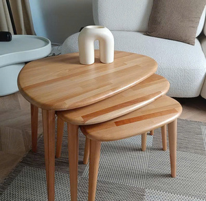 Ensemble de tables basses gigognes en bois de hêtre massif - Design scandinave moderne, design minimaliste, meubles de salon - Product Image 2