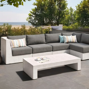 Modern Natural Grey L-Shaped <b>Corner</b> Set Chaise Lounge Modular Bed Living Room <b>Bedroom</b> Concrete Pillow Back - Product Image 3