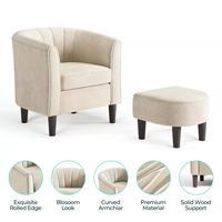 Fauteuil d'appoint ottoman moderne, fauteuil confortable en forme de baril avec repose-pieds pour salon, chambre, salle de lecture, mobilier de maison