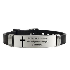 Pulseras de Identificación de Acero Inoxidable con Versículos Bíblicos Grabados Personalizados al por Mayor, Pulsera Deportiva de Silicona Ajustable para Regalos <span class=keywords><strong>Cristianos</strong></span> - Product Image 5