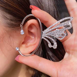 Pendientes no perforados para mujer, joyería, pendiente de aleación, <span class=keywords><strong>Micro</strong></span> pavé, diamantes de imitación, cristal, mariposa, Clip para oreja - Product Image 4