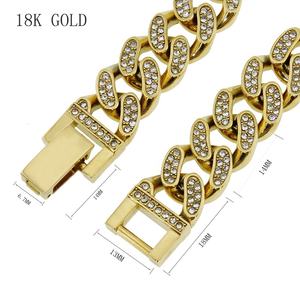 Cadena Cubana de Acero Inoxidable 304 con Baño de Oro de 18k y Plata, Estilo Hip Hop, con Incrustaciones de Diamantes de Imitación, 13 mm de Ancho - Product Image 3