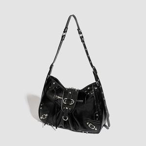 High End Chic Motorcycle Style Waterproof Zipper <b>Backpack</b> <b>Large</b> Capacity Rivet Tote Bag Perfect <b>Women</b> Single-shoulder Crossbody - Product Image 3