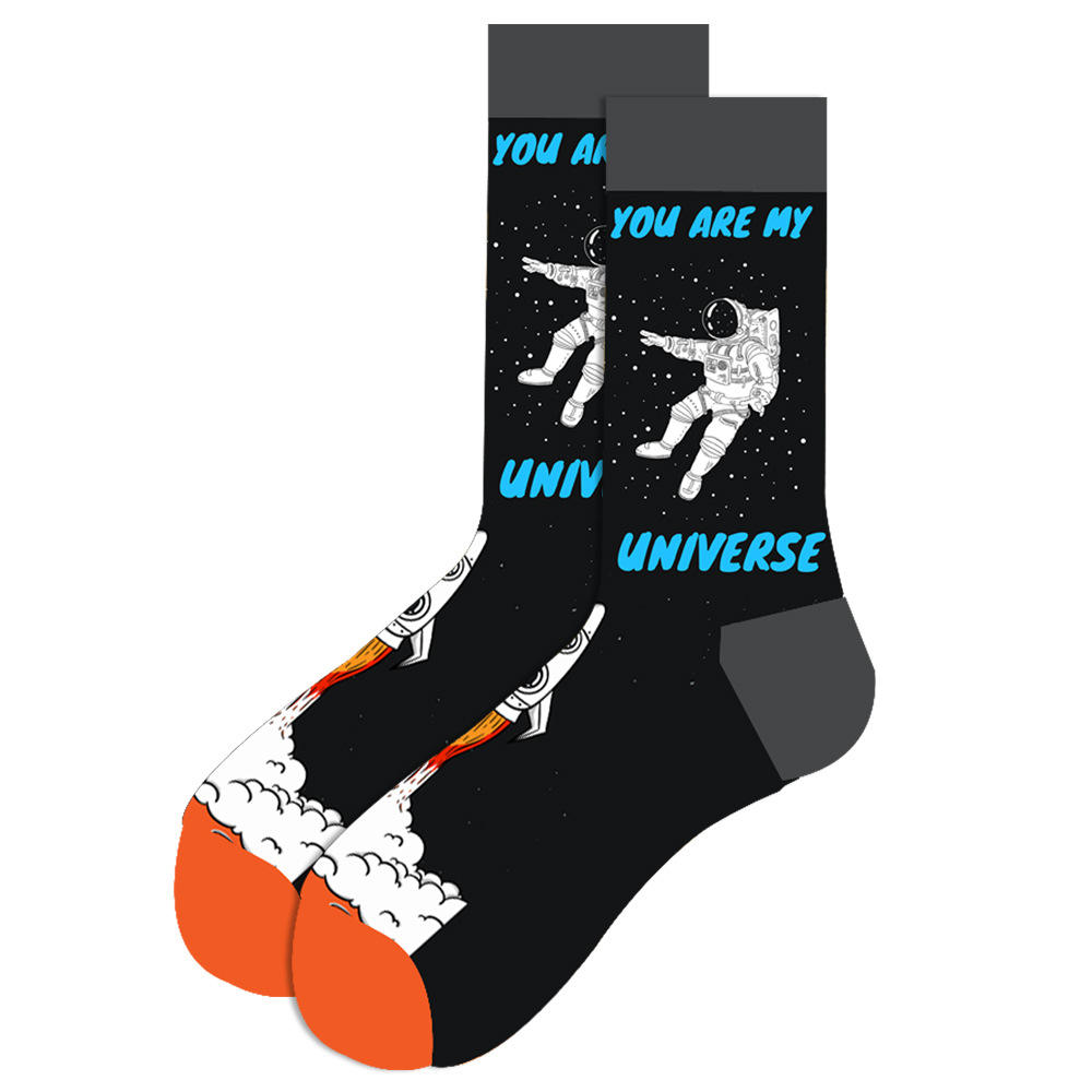 New Style 40 Patterns Funny Happy Fashion Custom Cotton Socks Socks Breathable Sweat Aborsent Comfy