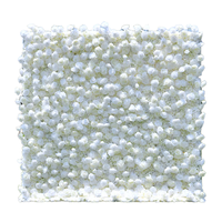 Mur de fleurs artificielles en tissu de soie 5D, 2,4 m x 2,4 m, roses réalistes et douces, blanches, pour décoration de toile de fond de mariage