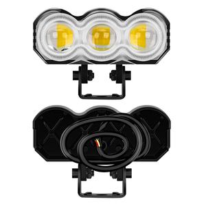 Projecteur LED externe haute luminosité pour <span class=keywords><strong>moto</strong></span>, 3 lentilles, blanc, jaune, <span class=keywords><strong>clignotant</strong></span>, anneaux lumineux multicolores, <span class=keywords><strong>moto</strong></span> électrique - Product Image 1