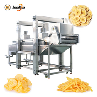 Automatische continue diepvriesfriteuse industriële bananenchips aardappelchips friteuse 500kg/u continue friteuse