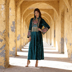 Vestido Largo de Noche Elegante con Pedrería de Primera Calidad, Abaya de Poliéster para Mujeres Musulmanas, Ropa de Fiesta - Product Image 4