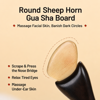 Bâton de massage Gua Sha en bois de santal naturel et corne de chèvre, petit gratte-meridien en forme de sabot pour lifting facial et acupression oculaire