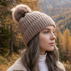 <span class=keywords><strong>Bonnet</strong></span> en tricot jacquard épais uni avec <span class=keywords><strong>pompon</strong></span>, doublure polaire extérieure, protection des oreilles, pour <span class=keywords><strong>femme</strong></span> - Product Image 3