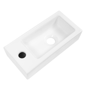 Sarlai 15 pulgadas porcelana cerámica montado en la pared baño recipiente Rectangular lavandería Medio Baño pequeño baño lavabo - Product Image 5