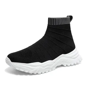 Low MOQ Brand Logo Customized Men Fashion Sport Sneakers Tamanho Grande EUA 13 14 Blank Lightweight Sock Casual Walking Shoes para Mulheres