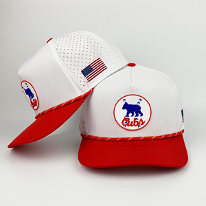 Casquettes de baseball sportives imperméables et respirantes en gros avec patchs en caoutchouc PVC, 100 % polyester, unisexe, pour joueurs d'équipe, avec cordon, personnalisables - Product Image 5