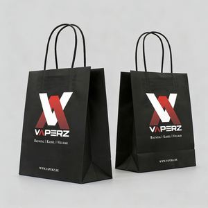 ถุงกระดาษคราฟท์สีน้ำตาลดำสำหรับใส่ของชำ อาหาร ร้านอาหาร รีไซเคิลได้ พิมพ์โลโก้ตามสั่ง พร้อมหูหิ้ว - Product Image 4