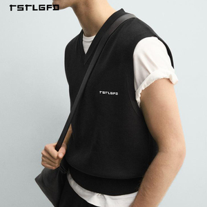 Chaleco de Punto Personalizado de Alta Calidad con Cuello en V y Letras Impresas, Color Sólido, Estilo Casual para Hombre - Product Image 3