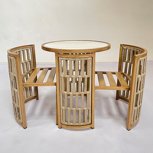 Conjunto de Tres Piezas de Sillas de Ratán para Balcón, Combinación de Mesa y Sillas Pequeñas para Patio Exterior, Ideal para Descanso y Café - Product Image 6