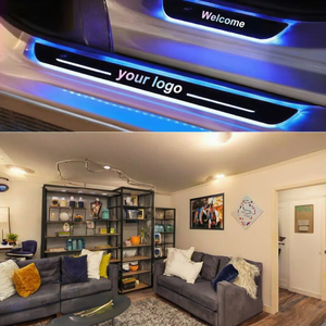 New <b>Wireless</b> Magnetic LED Threshold Pedal Welcome Lamp Auto Car Interior Door Sill <b>Light</b> Logo Projector Door Sill Lighting - Product Image 2