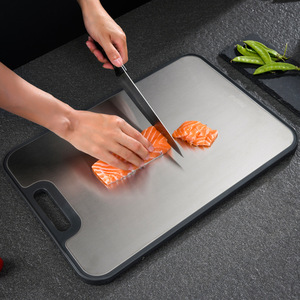 Planche à découper rectangulaire en acier inoxydable 304, épaisse, lavable au lave-vaisselle, pour usage domestique - Product Image 1