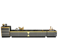 Ensemble de supports TV en cuir et en marbre, table basse, de luxe, design moderne, meubles de salon