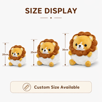 Peluche Lion Rond Adorable, Jouet en Peluche Personnalisé, Figurine Douce avec Logo sur l'Emballage, Cadeau, Faible MOQ, Service OEM ODM, Fournisseur Direct