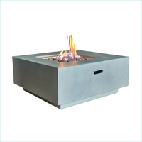 Nouveau style 2026 – Brasero carré en béton FRC de 42 pouces avec foyer au gaz MgO pour extérieur, patio, jardin, fête – Brasero GFRC avec pierres de lave