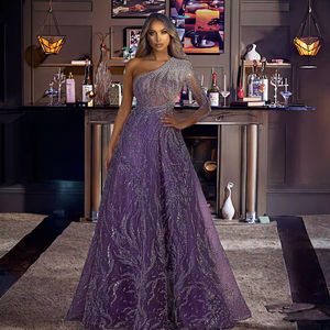 ชุดราตรีทรงเอไลน์ประดับกลิตเตอร์ หรูหรา คอทรงโอ ป้องกันไฟฟ้าสถิต ยาวกรอมพื้น เหมาะสำหรับงานปาร์ตี้ฤดูร้อน - Product Image 2