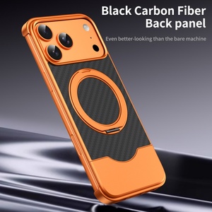 เคสแม่เหล็กแบบมีลายคาร์บอนไฟเบอร์สำหรับ iPhone 17 15 16 Pro Max พร้อมการปกป้อง 360 องศา °   ขาตั้งโทรศัพท์แบบวงแหวน อลูมิเนียมไร้กรอบ ป้องกันการกระแทก - Product Image 3