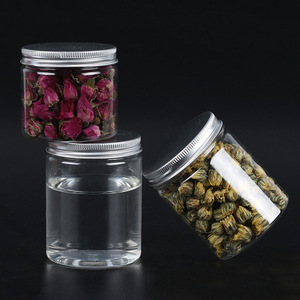 Bocaux hermétiques de qualité alimentaire 65*120 mm, bocaux à couvercle doré et argenté, bocaux transparents en plastique pour tisanes, bocaux alimentaires avec couvercle en aluminium - Product Image 1