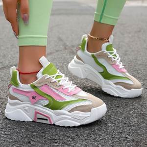 Chaussures de sport pour femmes toutes saisons 2026 – Baskets décontractées multicolores en maille respirante avec design patchwork et semelle épaisse à plateforme - Product Image 4