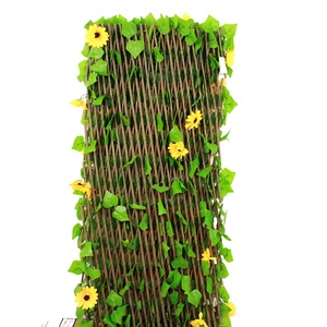 Salice artificiale in <span class=keywords><strong>legno</strong></span> tralicci con vivaci foglie di girasoli, giardino espandibile Privacy recinzione, siepe pareti verdi - Product Image 5