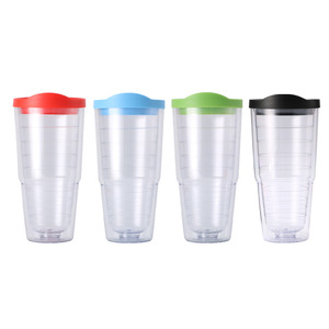 Vaso Transparente de Doble Pared de 680 ml, Personalizado y Económico, Portátil, <span class=keywords><strong>Libre</strong></span> de BPA, Reutilizable, de Plástico para Viaje - Product Image 1