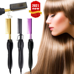 Portable <b>Hot</b> <b>Comb</b> Electric Hair Straightening <b>Comb</b> Multifunctional Wet and Dry Dual-use <b>Hot</b> Copper <b>Comb</b> - Product Image 5