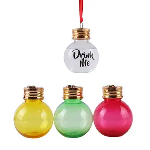 Gepersonaliseerde 2024 Kerst Ornament Cadeau 50Ml 100Ml Plastic Kerst Drank Bal Voor Kerstboom Decoraties