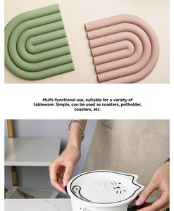 Wholesale Eco-Friendly Food Grade <b>Silicone</b> Insulated Placemats Nordic Style 15x15cm Simple Household Coasters Bowls Dishes Pans - Product Image 4