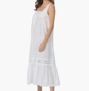 ชุดนอนผู้หญิงสำหรับฤดูร้อน แต่งผ้าลูกไม้กิปัวร์ ชายระบาย สีพื้น เอวสูง ผ้าฝ้าย ชุดเดรสยาวสำหรับใส่ไปชายหาด - Product Image 3