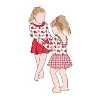 Haute qualité nouveau design confortable soeur jupe à pois robe assortie à carreaux pour bébé filles enfants et enfants