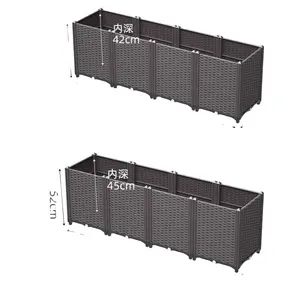 Tùy Chỉnh Tốt Mây Ban Công Trồng Rau Hộp Hình Chữ Nhật Dày Nhựa Roof Flower Pot Mây Nhựa <span class=keywords><strong>Wicker</strong></span> <span class=keywords><strong>Planter</strong></span> - Product Image 1