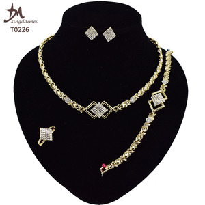 Perhiasan Set Wanita Lapis Emas 14K Berkualitas Tinggi T0245, Perhiasan Set Berlian XOXO Lapis Emas 14K - Product Image 5