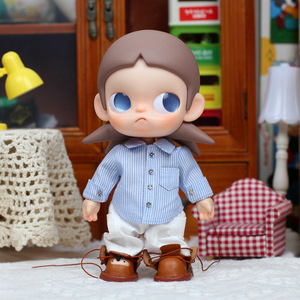 Zsiga 20Cm Doll Outfit Blue Striped Shirt White <b>Pants</b> Brown <b>Boots</b> For 1/8 Scale Doll Clothes Boy Toy Accessory - Product Image 1