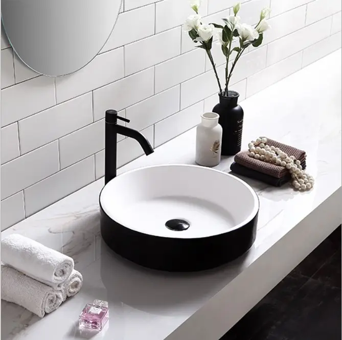 Оптовая продажа, современная белая акриловая раковина с твердой поверхностью, ручная работа, каменная ванная комната на продажу