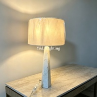 Lampe de table moderne en pierre naturelle blanche sculptée à la main, personnalisée et luxueuse, avec LED E26, abat-jour en tissu de lin de qualité supérieure, simple et écologique
