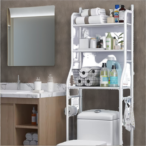 Moderno Estante de Baño Portátil de Hierro de Tres Niveles, Impermeable, Multifuncional, <span class=keywords><strong>para</strong></span> Lavadora, Balcón o Baño - Product Image 1