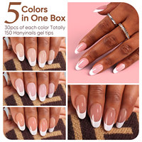 Hanyinails Haute Qualité Court Amande Doux Gel X Press Pro Kit French Press Acrylique Nail Extension pour Ongles Artificiels