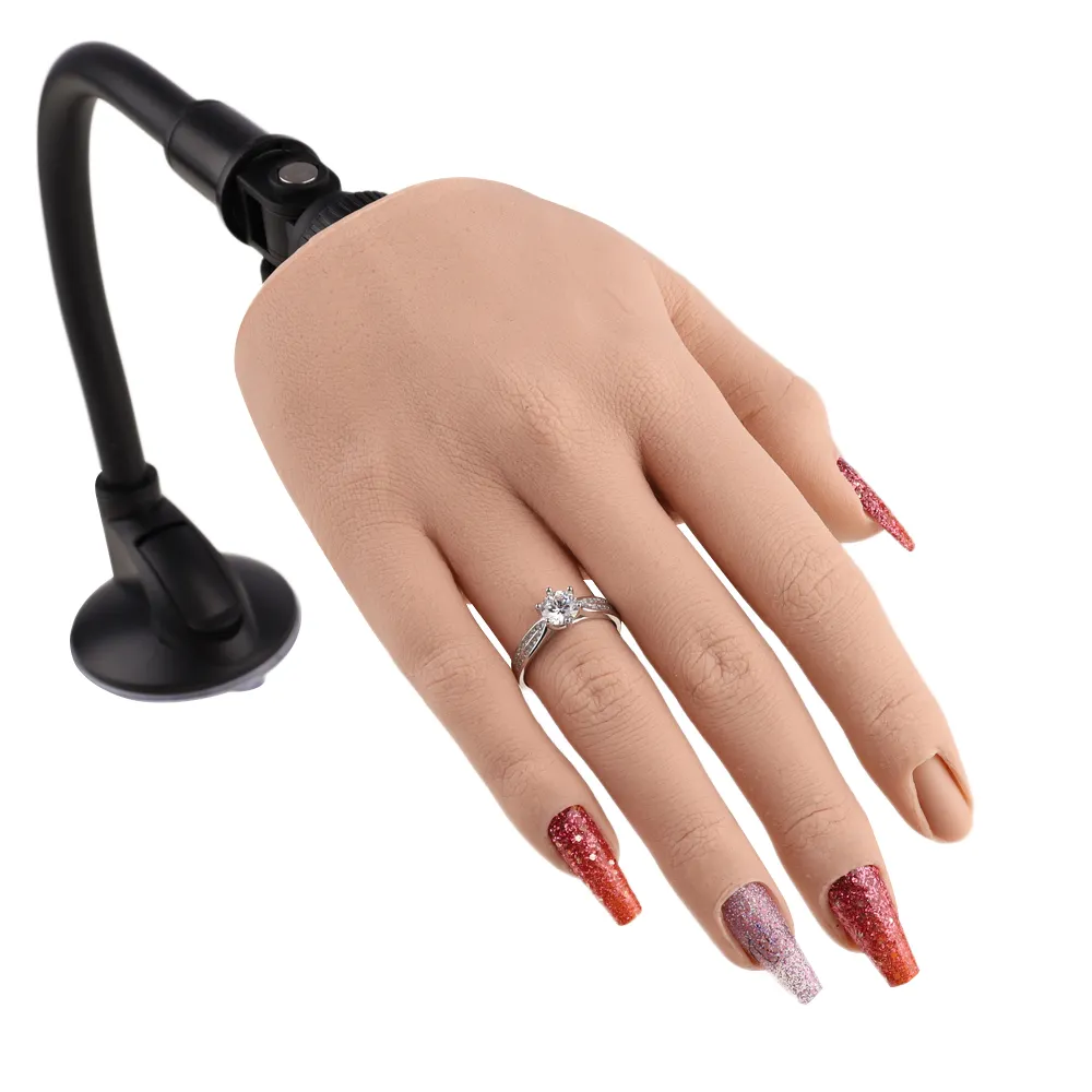 2021 Top Selling Dikkere Cuticula Siliconen Nail Praktijk Hand Brengen Houder Realistische Hand Mannequin Voor Nail Art