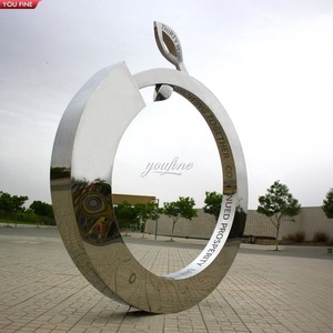 YOUFINE Statue Circulaire Abstraite Personnalisée en Métal Acier Inoxydable Paysage Urbain Contemporain - Product Image 5