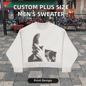 Custom Men's Winter Crew Neck Knit Pullover Plus Size Oversize Knitwear Breathable with Front Logo Knitted Men's <b>Clothes</b> - Product Image 2