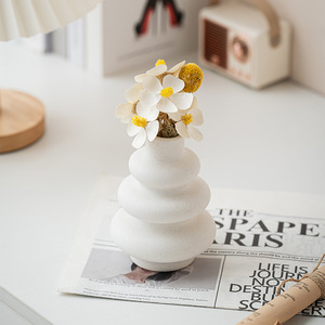 Juego de Tres Piezas de Estilo Bohemio, Florero <span class=keywords><strong>Blanco</strong></span>, Diseño Geométrico Redondo, Liso, Nuevo - Product Image 4