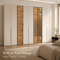 Armoire de chambre haute en MDF Chêne Glamour, double porte, gain de place, faible teneur en formaldéhyde E0, autoportante, prix usine, OEM, écologique